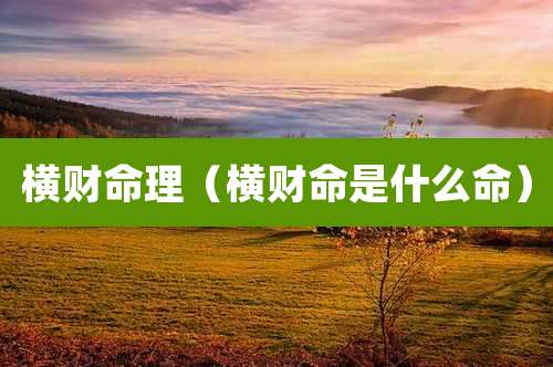 横财命理（横财命是什么命）