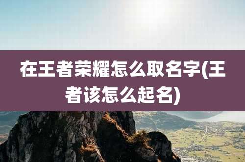 在王者荣耀怎么取名字(王者该怎么起名)
