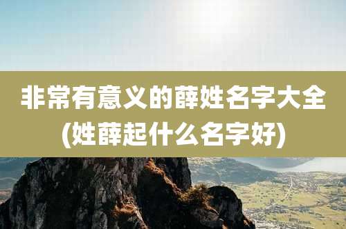 非常有意义的薛姓名字大全(姓薛起什么名字好)