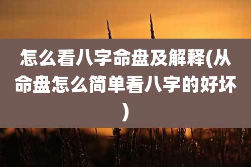 怎么看八字命盘及解释(从命盘怎么简单看八字的好坏)