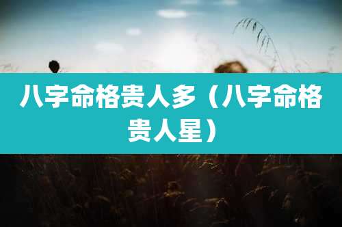 八字命格贵人多（八字命格贵人星）