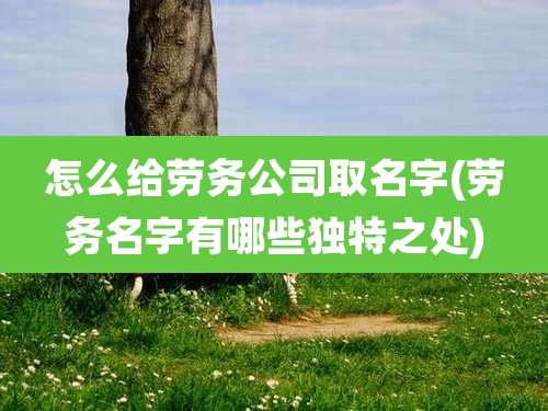 怎么给劳务公司取名字(劳务名字有哪些独特之处)