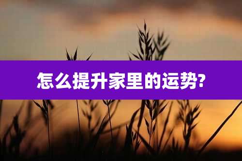 怎么提升家里的运势?