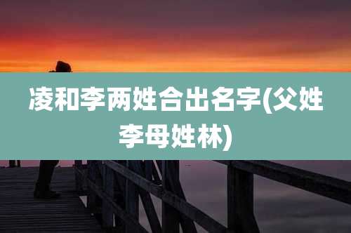 凌和李两姓合出名字(父姓李母姓林)