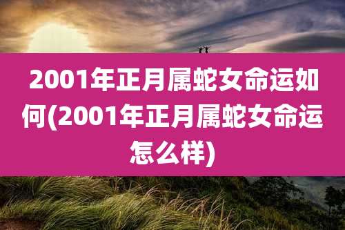 2001年正月属蛇女命运如何(2001年正月属蛇女命运怎么样)