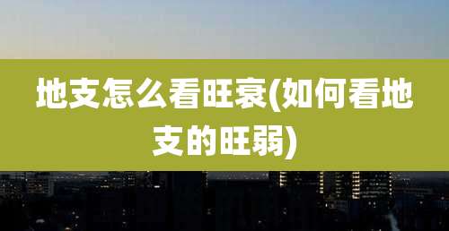 地支怎么看旺衰(如何看地支的旺弱)