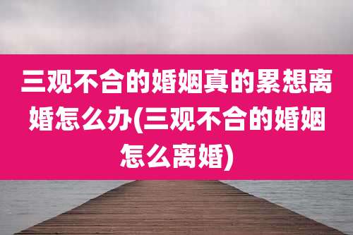 三观不合的婚姻真的累想离婚怎么办(三观不合的婚姻怎么离婚)