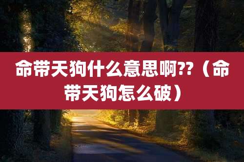 命带天狗什么意思啊??（命带天狗怎么破）