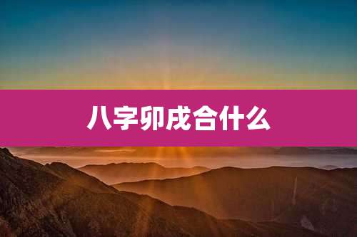 八字卯戌合什么