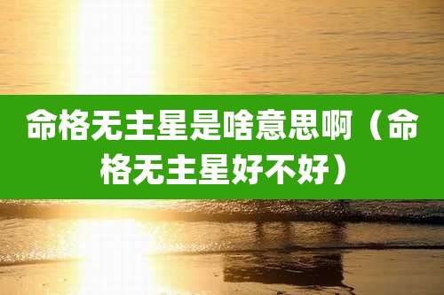 命格无主星是啥意思啊（命格无主星好不好）