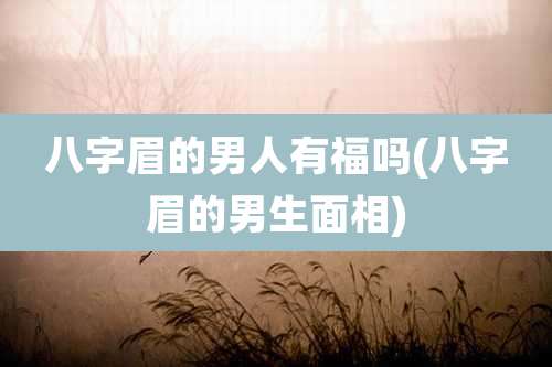 八字眉的男人有福吗(八字眉的男生面相)