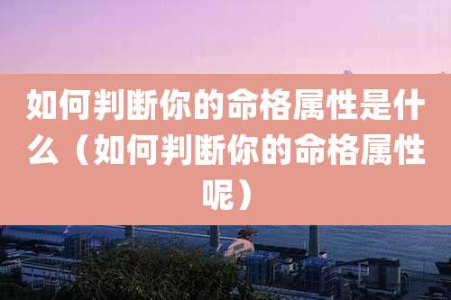 如何判断你的命格属性是什么（如何判断你的命格属性呢）
