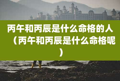 丙午和丙辰是什么命格的人（丙午和丙辰是什么命格呢）
