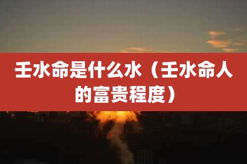 壬水命是什么水（壬水命人的富贵程度）