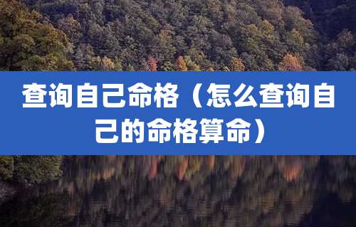 查询自己命格（怎么查询自己的命格算命）