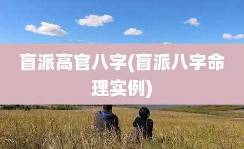 盲派高官八字(盲派八字命理实例)