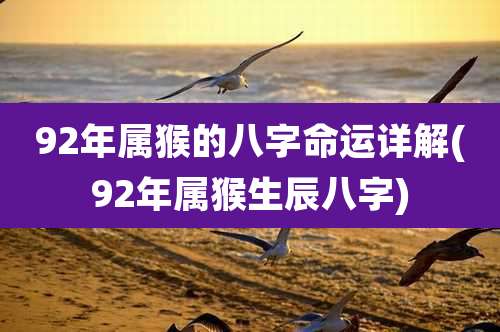 92年属猴的八字命运详解(92年属猴生辰八字)
