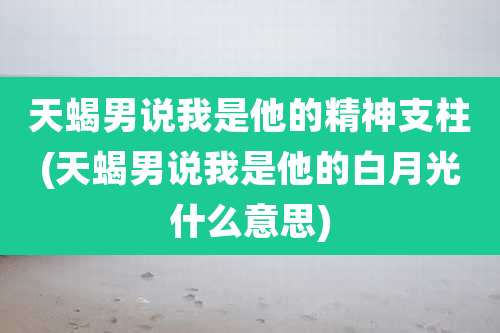 天蝎男说我是他的精神支柱(天蝎男说我是他的白月光什么意思)