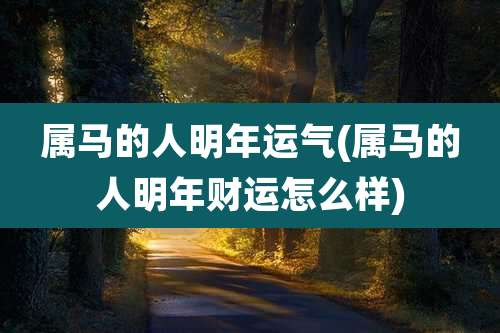 属马的人明年运气(属马的人明年财运怎么样)