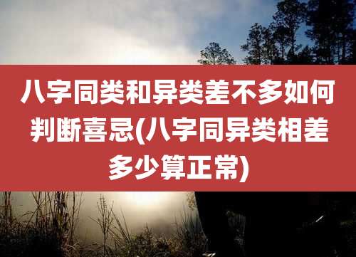 八字同类和异类差不多如何判断喜忌(八字同异类相差多少算正常)
