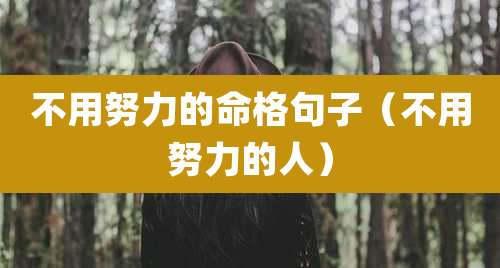 不用努力的命格句子（不用努力的人）