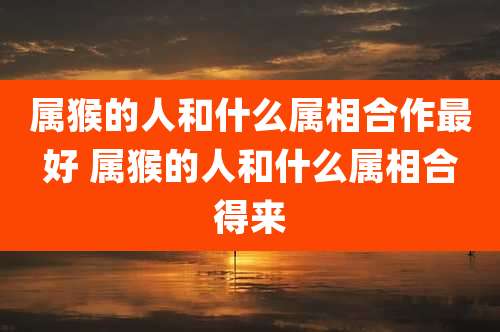 属猴的人和什么属相合作最好 属猴的人和什么属相合得来