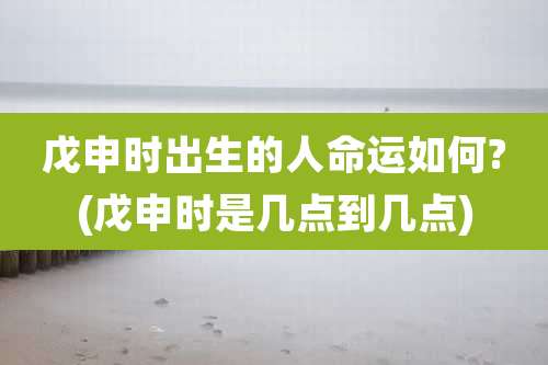 戊申时出生的人命运如何?(戊申时是几点到几点)