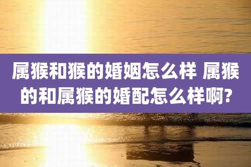 属猴和猴的婚姻怎么样 属猴的和属猴的婚配怎么样啊?