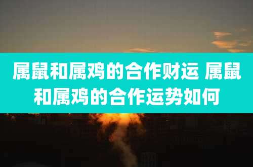 属鼠和属鸡的合作财运 属鼠和属鸡的合作运势如何
