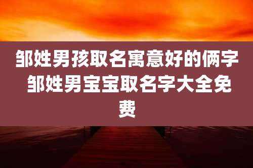 邹姓男孩取名寓意好的俩字 邹姓男宝宝取名字大全免费