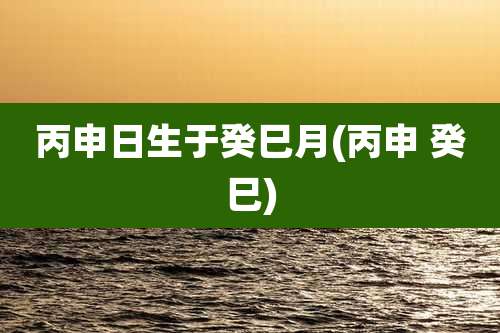 丙申日生于癸巳月(丙申 癸巳)