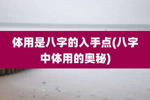 体用是八字的入手点(八字中体用的奥秘)