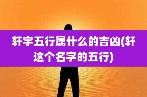 轩字五行属什么的吉凶(轩这个名字的五行)
