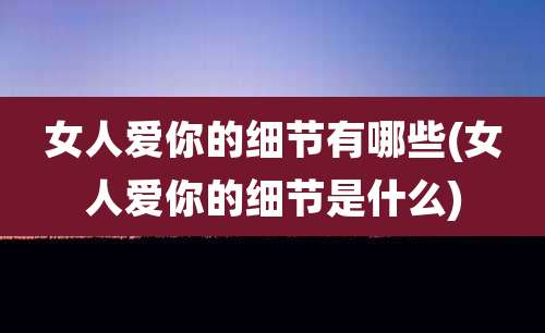 女人爱你的细节有哪些(女人爱你的细节是什么)