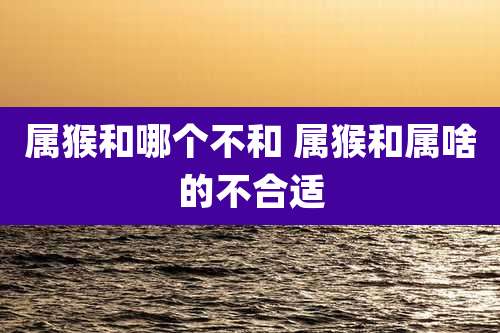 属猴和哪个不和 属猴和属啥的不合适