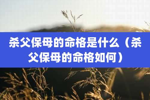 杀父保母的命格是什么（杀父保母的命格如何）