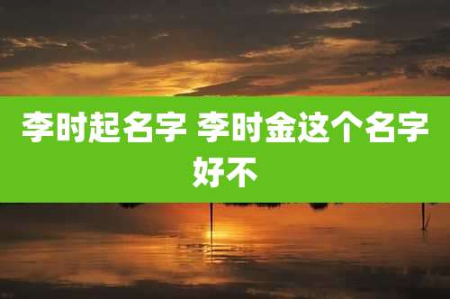 李时起名字 李时金这个名字好不