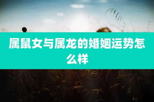 属鼠女与属龙的婚姻运势怎么样