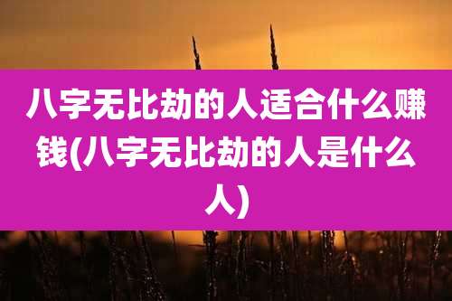 八字无比劫的人适合什么赚钱(八字无比劫的人是什么人)