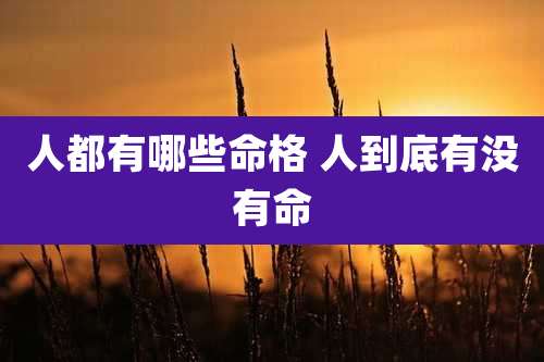 人都有哪些命格 人到底有没有命