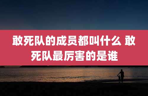 敢死队的成员都叫什么 敢死队最厉害的是谁