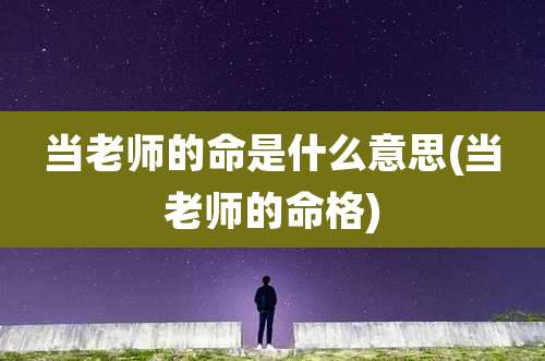 当老师的命是什么意思(当老师的命格)