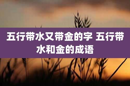 五行带水又带金的字 五行带水和金的成语
