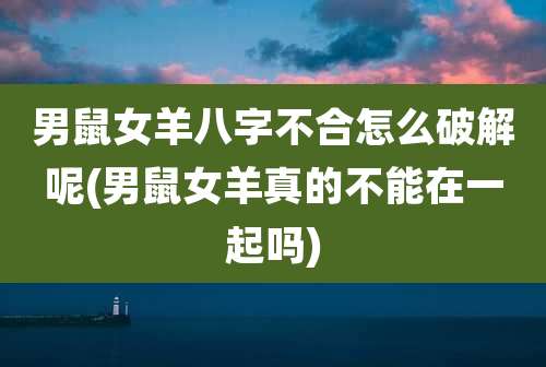 男鼠女羊八字不合怎么破解呢(男鼠女羊真的不能在一起吗)