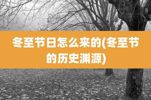 冬至节日怎么来的(冬至节的历史渊源)