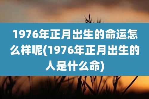 1976年正月出生的命运怎么样呢(1976年正月出生的人是什么命)