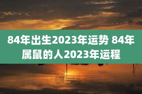 84年出生2023年运势 84年属鼠的人2023年运程