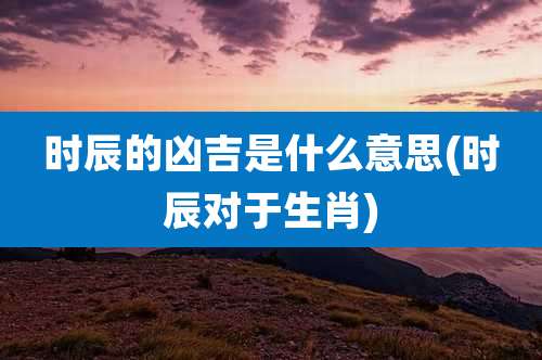 时辰的凶吉是什么意思(时辰对于生肖)