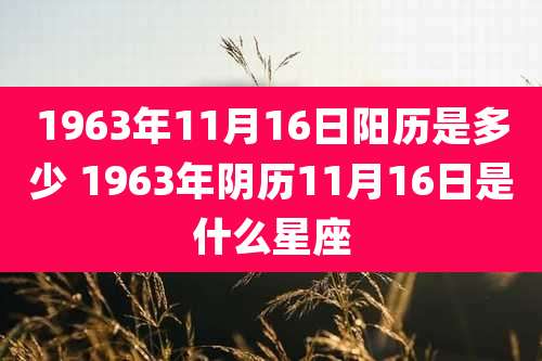 1963年11月16日阳历是多少 1963年阴历11月16日是什么星座