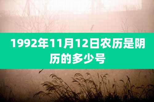 1992年11月12日农历是阴历的多少号